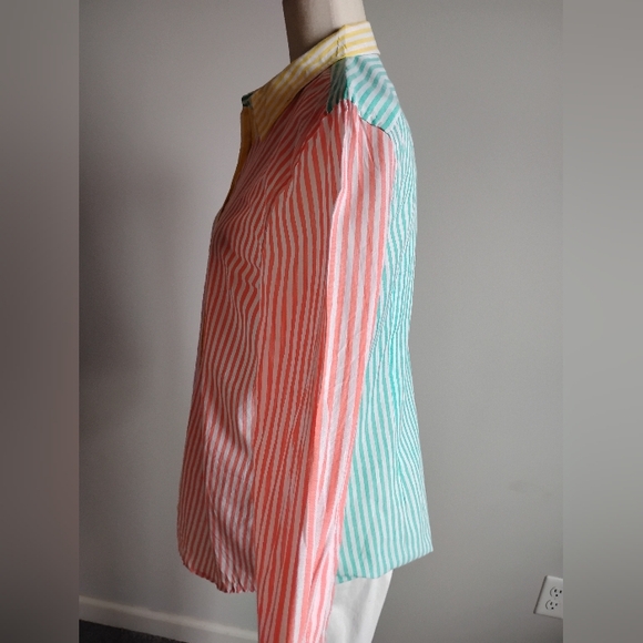 American Living Ralph Lauren Cotton Button Up Shirt Mixed Stripe Colorful Sz Lg - Picture 9 of 16